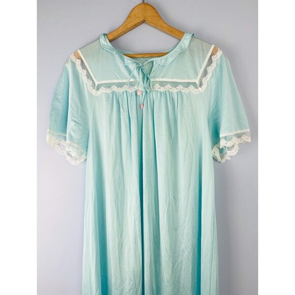 Vintage NWT Shadowline Nightgown with Lace Detail, Size Small, Light Blue - Picture 1 of 9